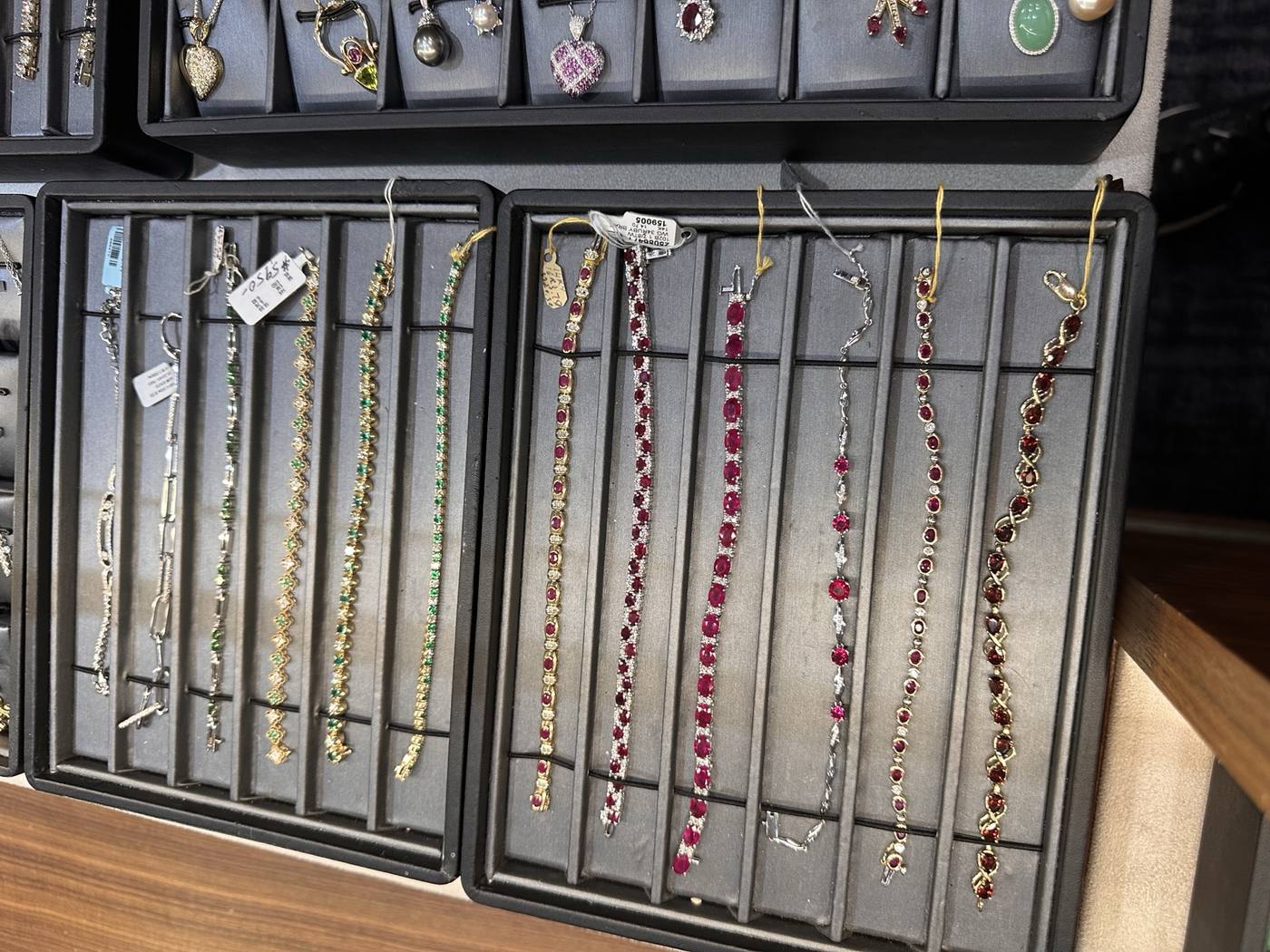 Ruby, emerald, and sapphire bracelets at Homsy Jewelers Boston