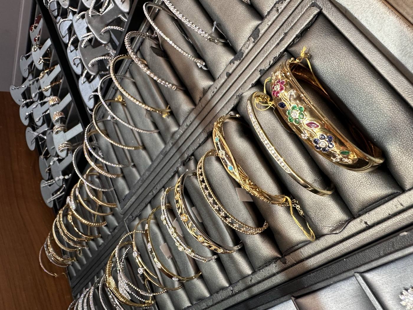Gold bangles and bracelets at Homsy Jewelers Boston