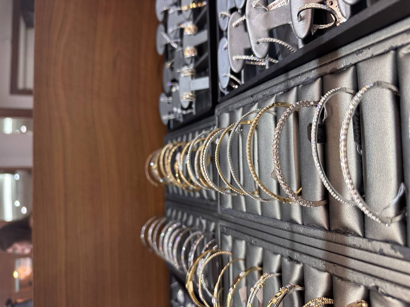 Gold and diamond hoop earrings at Homsy Jewelers Boston