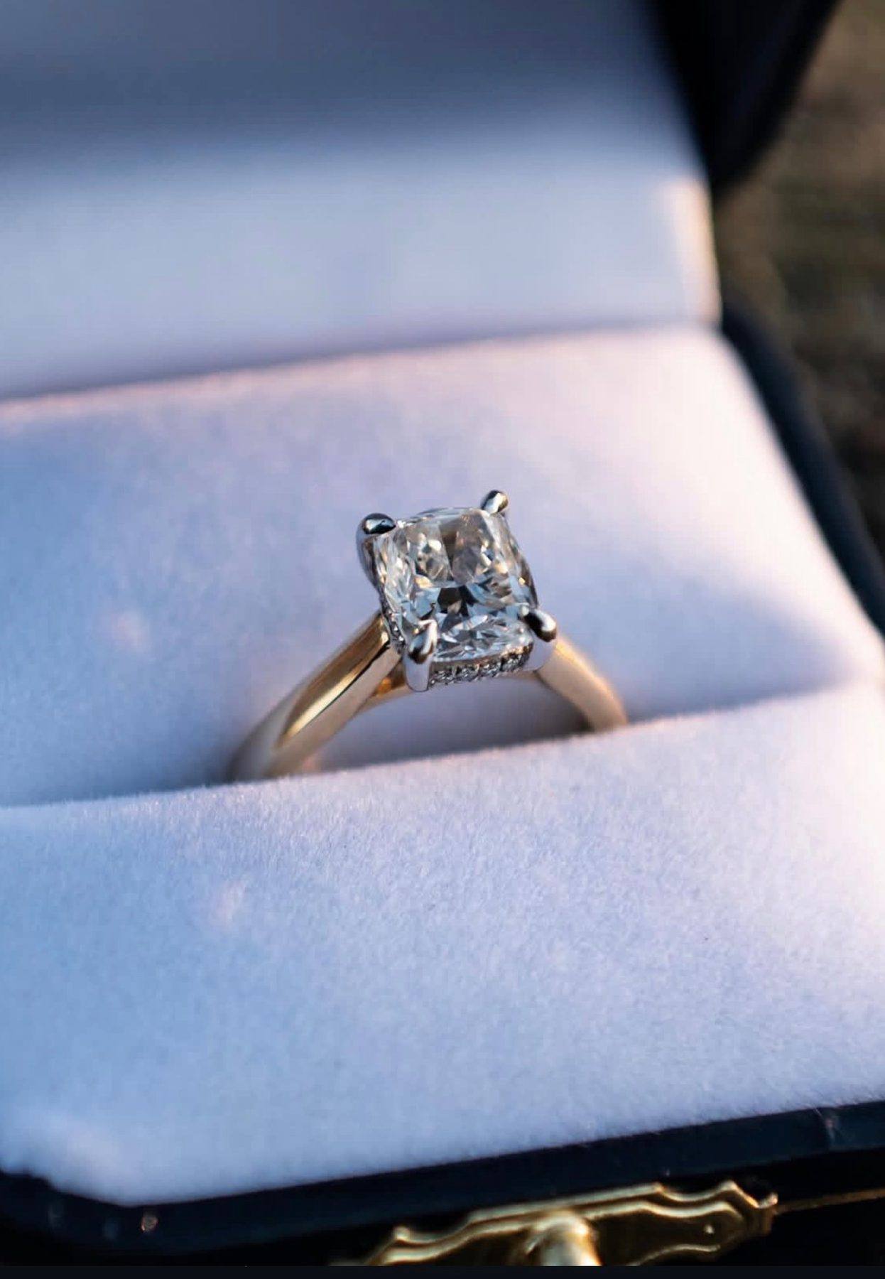 Custom diamond engagement ring at Homsy Jewelers in Downtown Boston