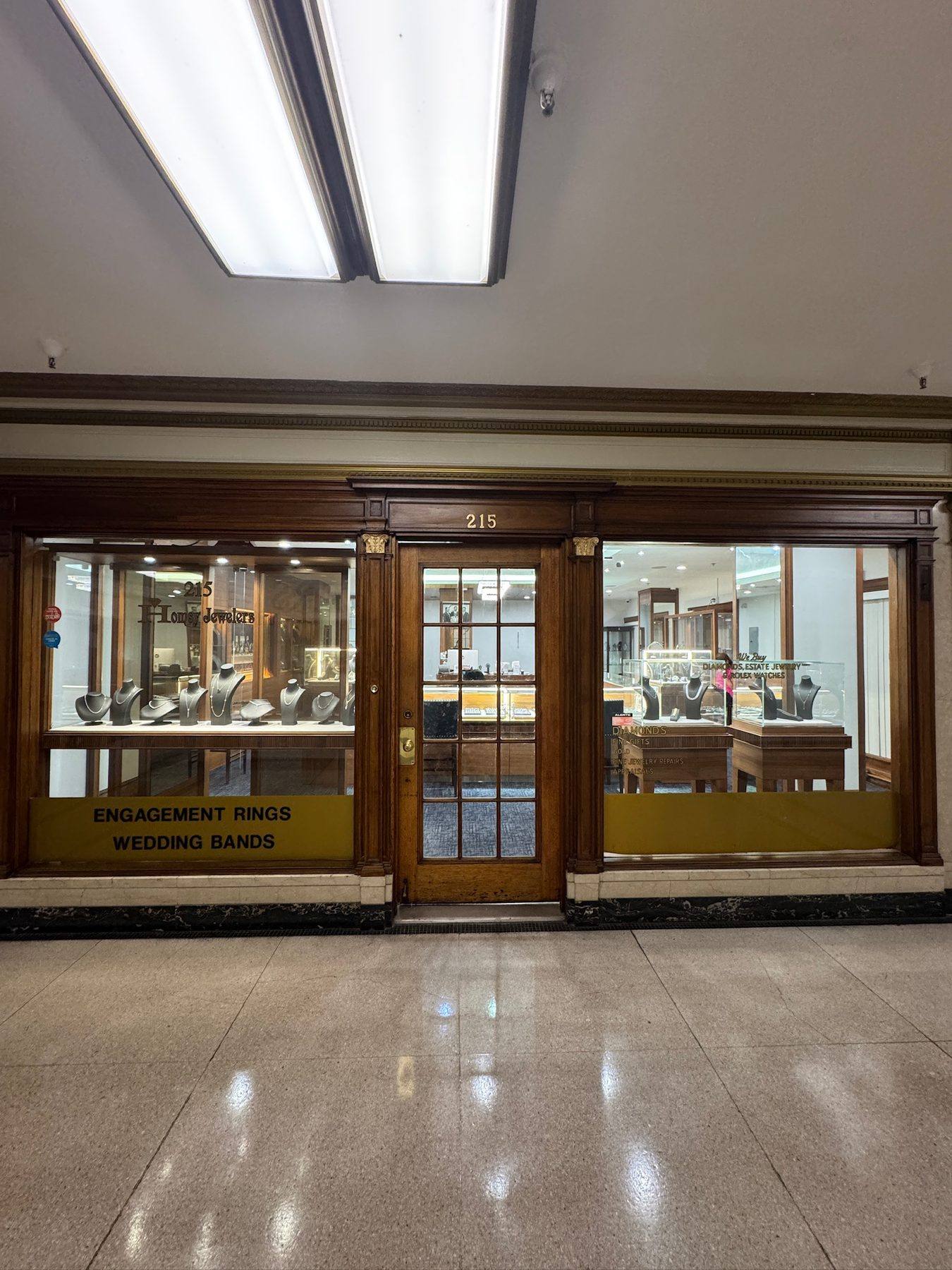 The entrance to Homsy Jewelers in the Jewelers Building, where gold and estate pieces are bought